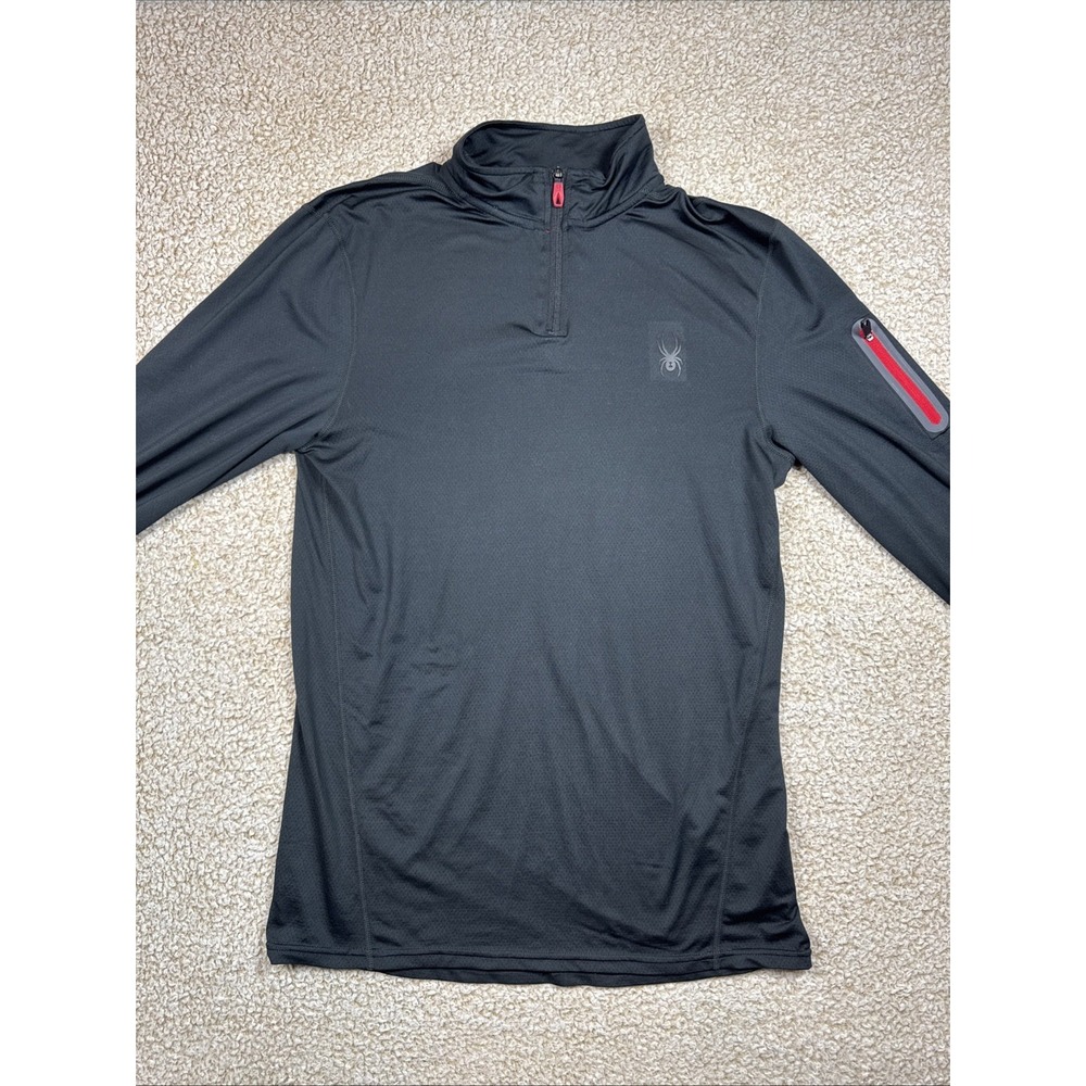 Spyder Shirt Men's Medium Black Active Performance Pullover 1/4 Zip